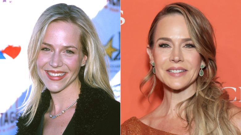 Julie Benz smiles for a photo in 2000 & walking the red carpet in 2026