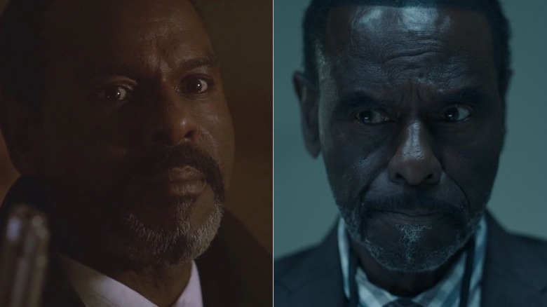 A split image of Steven Williams as Mr. X in X-Files, and in a short film called Exonerated in 2026.