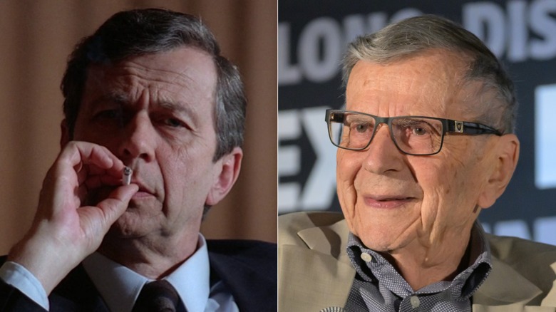 A split image of William B. Davis as the Smoking Man on The X-Files, and attending a 2026 convention.