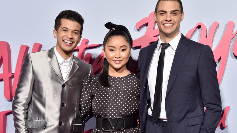 Jordan Fisher, Lana Condor, and Noah Centenio all smiling