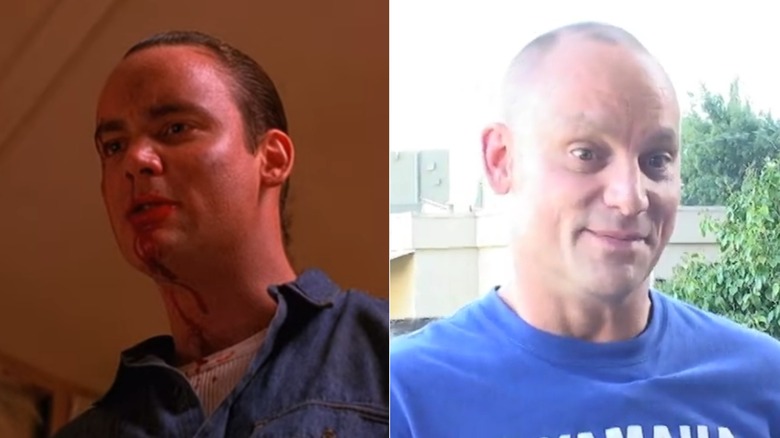 Split photo of Eric DaRe as Leo Johnson in "Twin Peaks" and in a YouTube interview circa the 2010s
