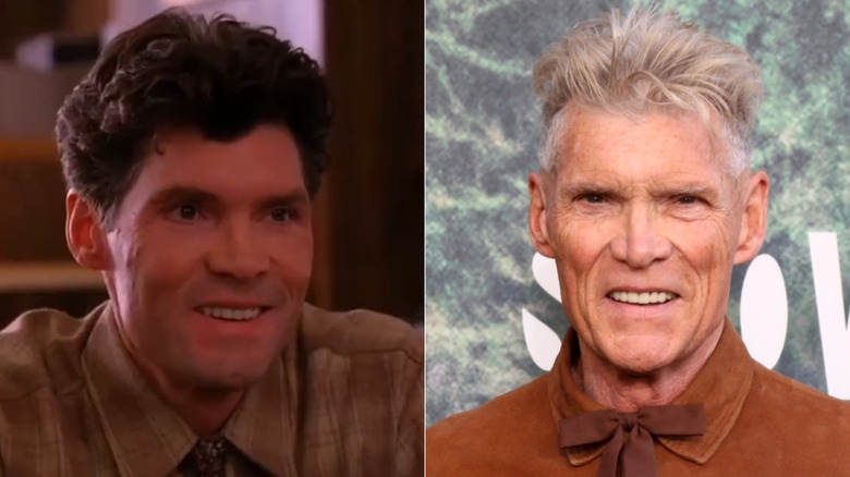 Split photo of Everett McGill as Big Ed in "Twin Peaks" and at the 2017 premiere of "Twin Peaks: The Return"