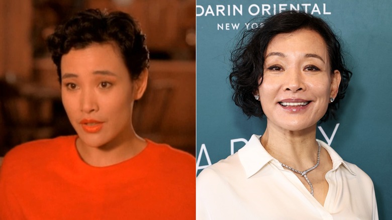 Split photo of Joan Chen in "Twin Peaks" and at the BAFTA New York Tea in 2025
