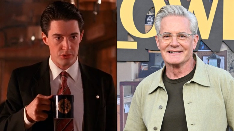 Split photo of Kyle MacLachlan in 1991 and attending the premiere of "The Lowdown" in 2026