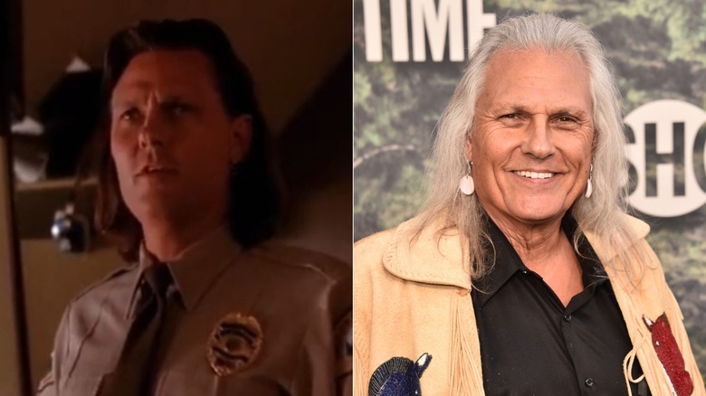 Split photo of Michael Horse in 1990 and at the premiere of "Twin Peaks: The Return" in 2017