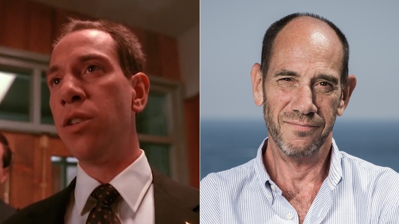 Split photo of Miguel Ferrer in "Twin Peaks" and at a portrait session in 2014