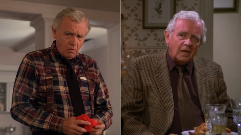 Split photo of Warren Frost in "Twin Peaks" and as Henry Ross in "Seinfeld"