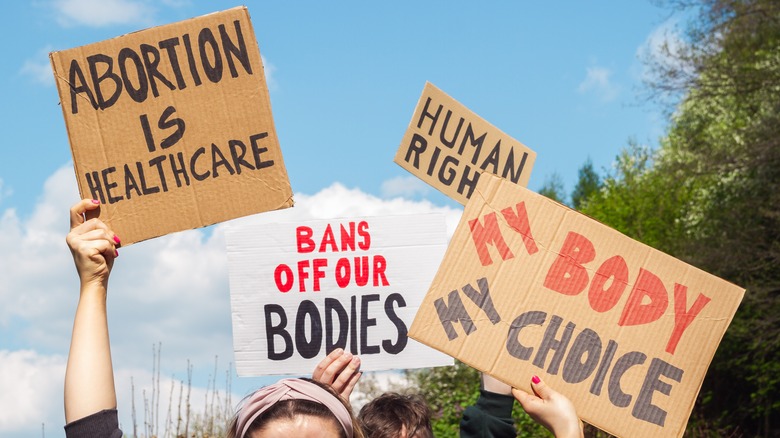 Protestors at pro-choice rally