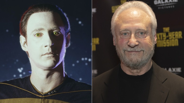 A split image of Brent Spiner as Data next to a more recent photo of Spiner