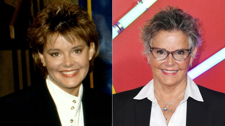 Amanda Bearse in 1990 and in 2022.