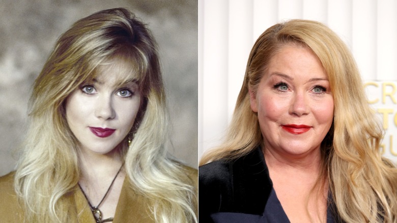 Christina Applegate in 1989 and in 2023.
