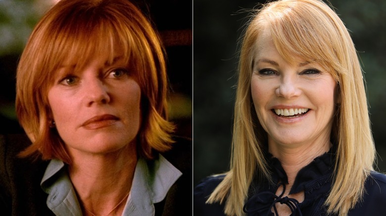 Two images of Marg Helgenberger. The first is from the pilot episode of CSI: Crime Scene Invesitgation. The second is from 2020.