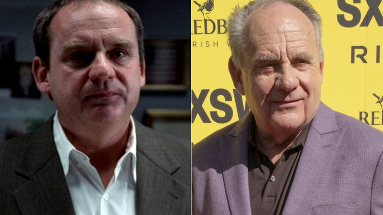 Two images of Paul Guilfoyle. The first is from the pilot episode of CSI: Crime Scene Invesitgation. The second is from 2026.