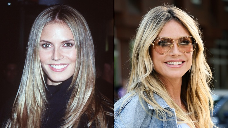 Split image of Heidi Klum in 1999 and in 2025