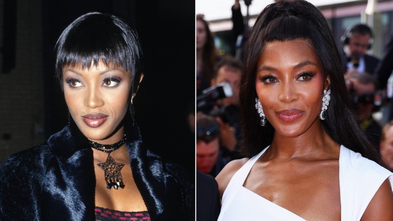 Split image of Naomi Campbell in the '90s and in 2025