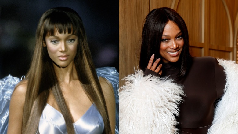 Split image of Tyra Banks in 1999 and in 2025
