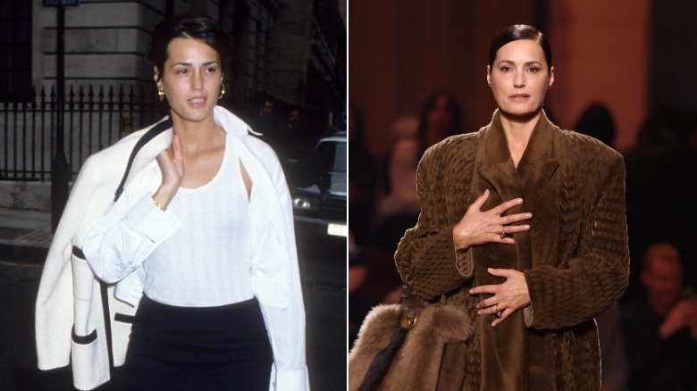 Split image of Yasmin Le Bon in the '90s and in 2025