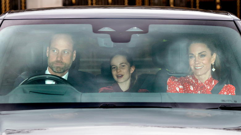 Prince William, Princess Catherine, and Princess Charlotte driving together