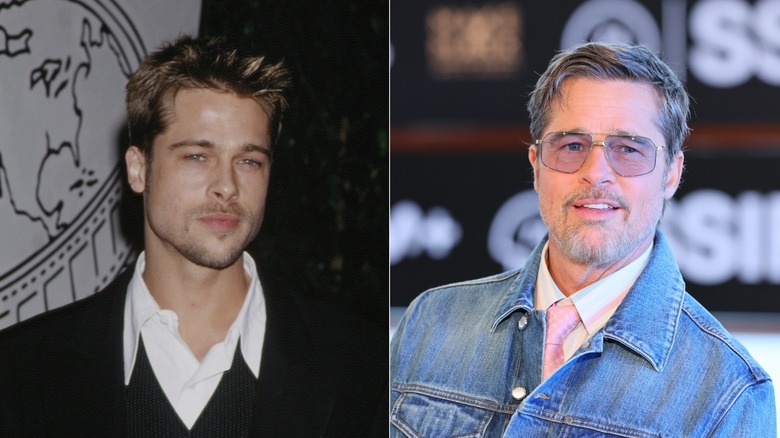 Brad Pitt at the Golden Globes in 1995 & Brad Pitt at an event in 2026