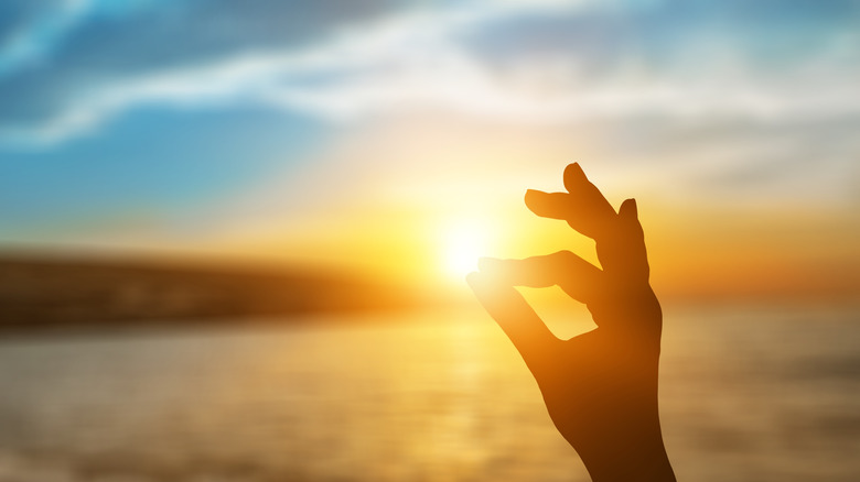 Hand in front of a summer sun