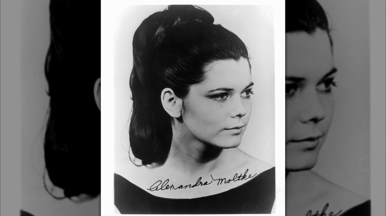 Black and white portrait of Alexandra Moltke circa 1967