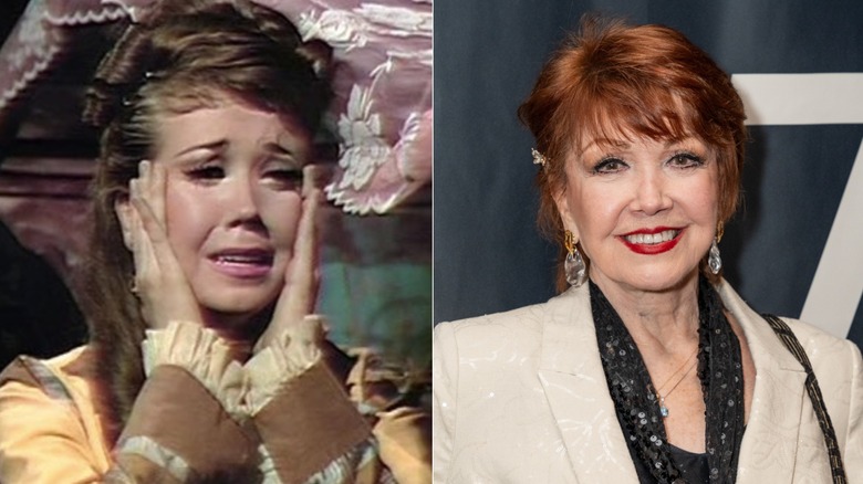 Side by side photos of Donna McKechnie in Dark Shadows and at a 2026 event