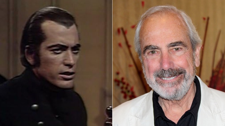 Side by side photos of Jerry Lacy in Dark Shadows and at an event in 2009