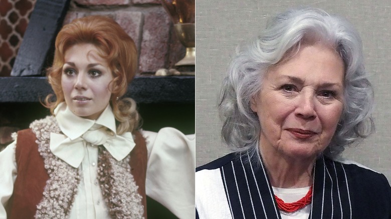 Side by side photos of Kathryn Leigh Scott in Dark Shadows and in 2024