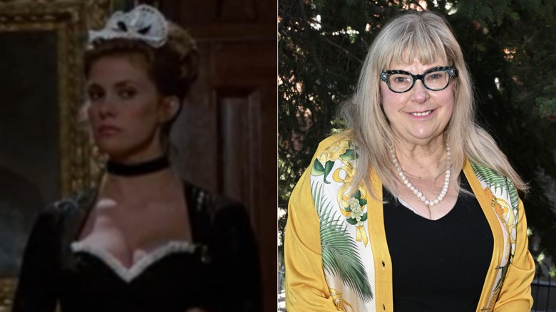 Split image of Colleen Camp in "Clue" (left) and Colleen Camp in 2026 (right)