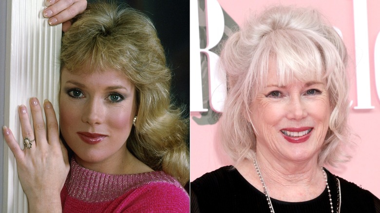 Julia Duffy poses for a portrait in 1985 & at a screening in 2024