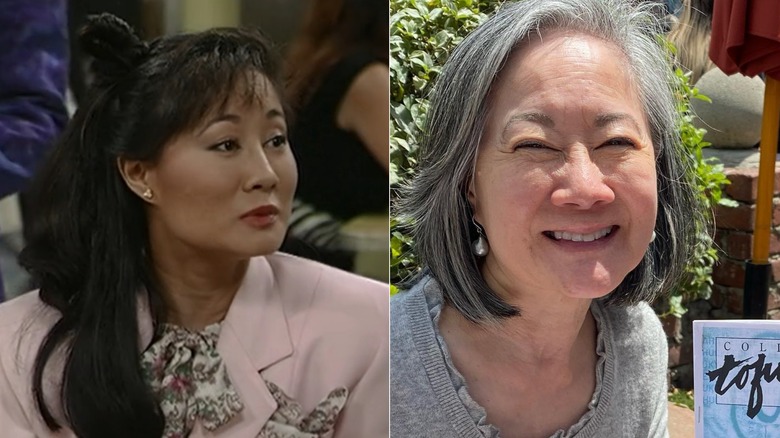 Denice Kumagai in "Night Court"/Denice Kumagai smiling in 2023