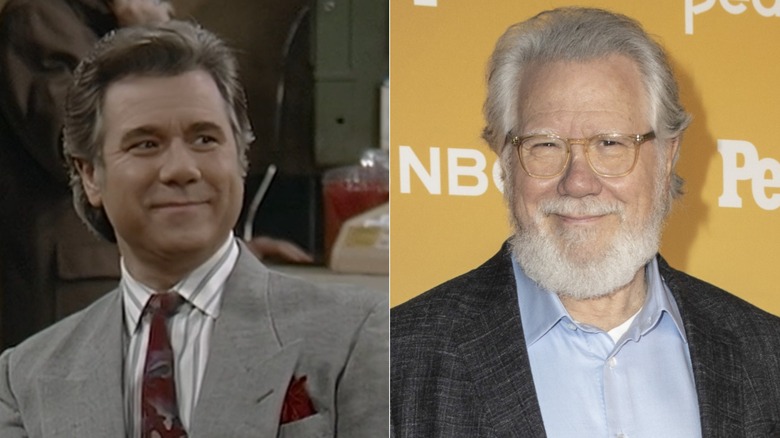 John Larroquette in "Night Court"/John Larroquette smiling at the NBC Fall Comedy Celebration in 2024