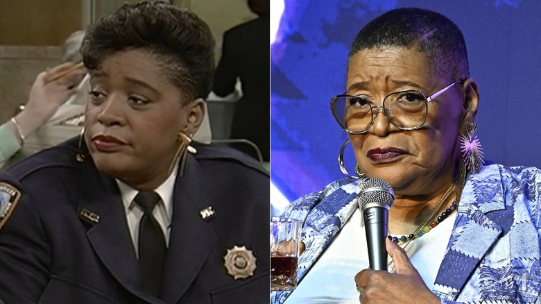 Marsha Warfield in "Night Court"/Marsha Warfield performing at The Ice House Comedy Club in 2025