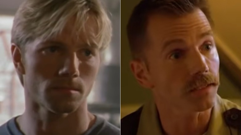 Split image of James Wlcek with short hair on Walker, Texas Ranger in the 1990s and again in 2019