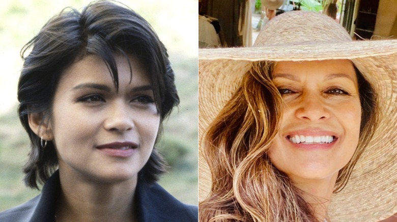Split image of Nia Peeples looking to her right in 1992 and in a selfie in 2026
