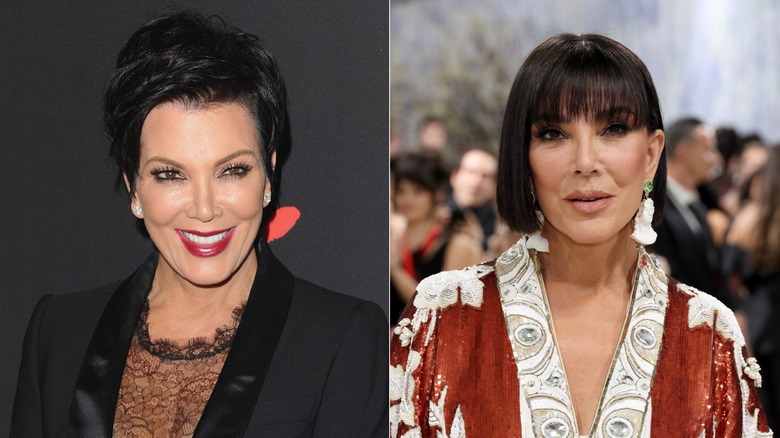 Side-by-side photos of Kris Jenner without bangs and with bangs
