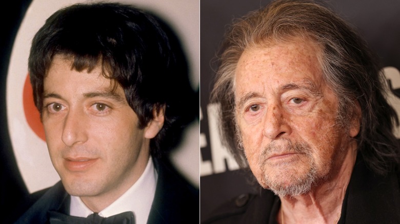 Split image of Al Pacino in the 1970s on the left, Al Pacino in the 2020s on the right