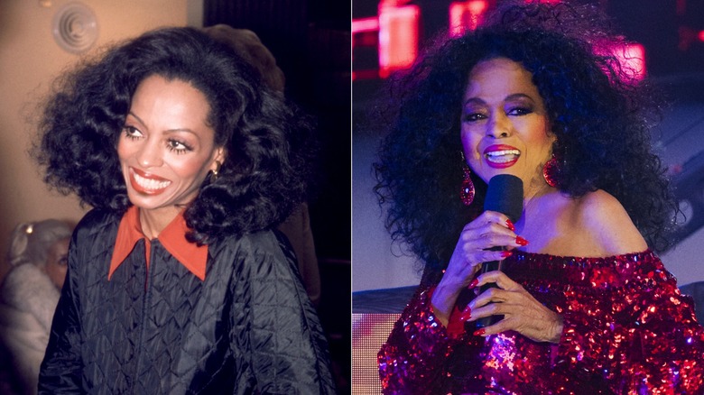 Split image of Diana Ross in the 1970s on the left, Diana Ross in the 2020s on the right