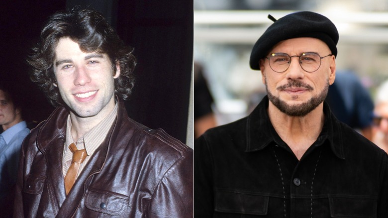 Split image of John Travolta in the 1970s on the left, John Travolta in the 2020s on the right
