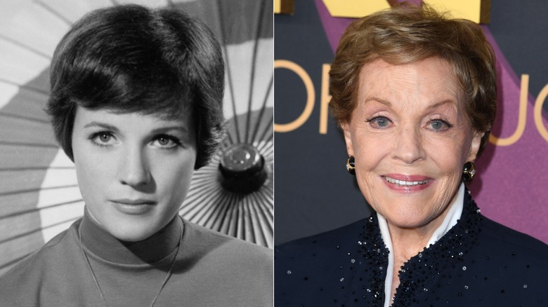 Split image of Julie Andrews in the 1970s on the left, Julie Andrews in the 2020s on the right