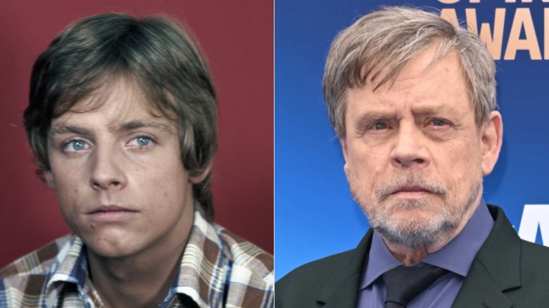 Split image of Mark Hamill in the 1970s on the left, Mark Hamill in the 2020s on the right