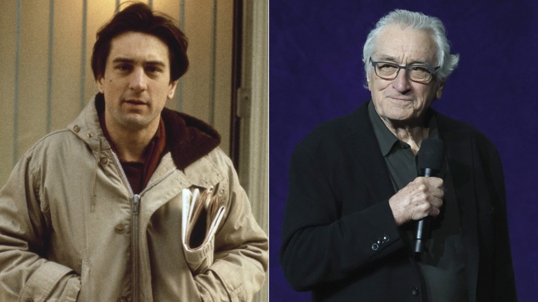Split image of Robert De Niro in the 1970s on the left, Robert De Niro in the 2020s on the right
