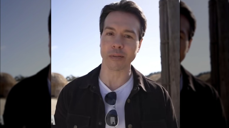 Jon Seda shoots a promo video for "La Brea" in 2022