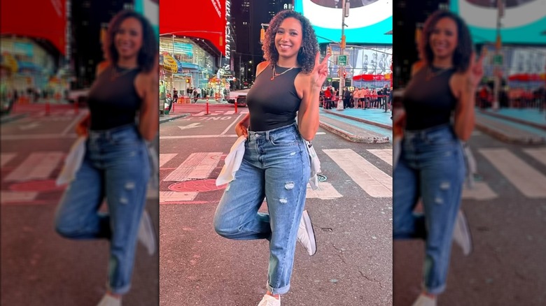 Gabrielle Kerr strikes a pose in New York City