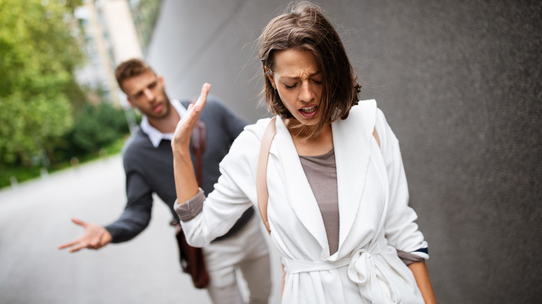 Couple arguing on the street