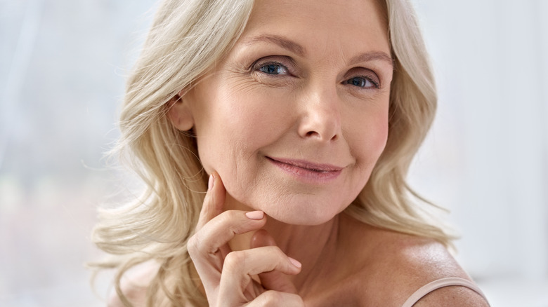 Smiling gray-haired woman