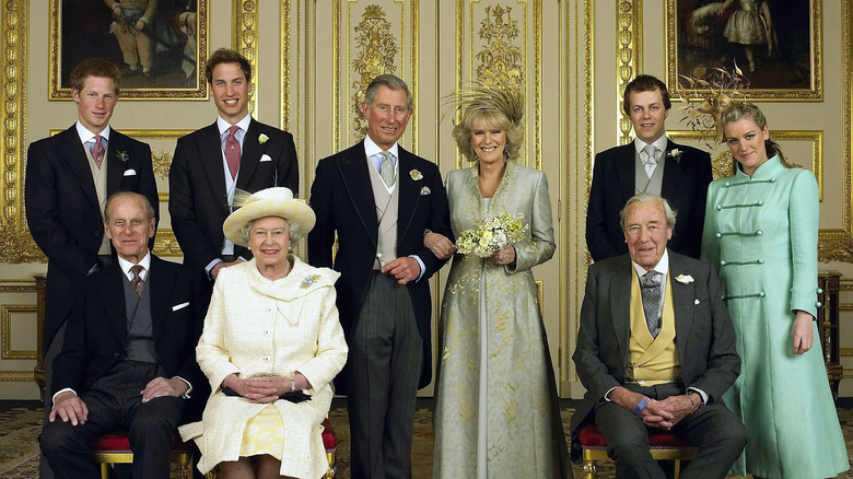 king charles III and Camilla with family at their wedding