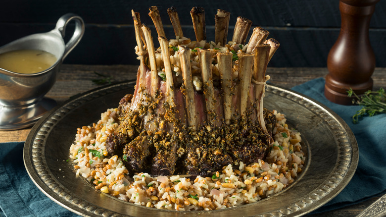 Roasted lamb with rice