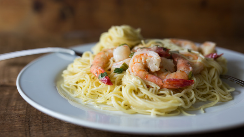 Shrimp scampi angel hair pasta