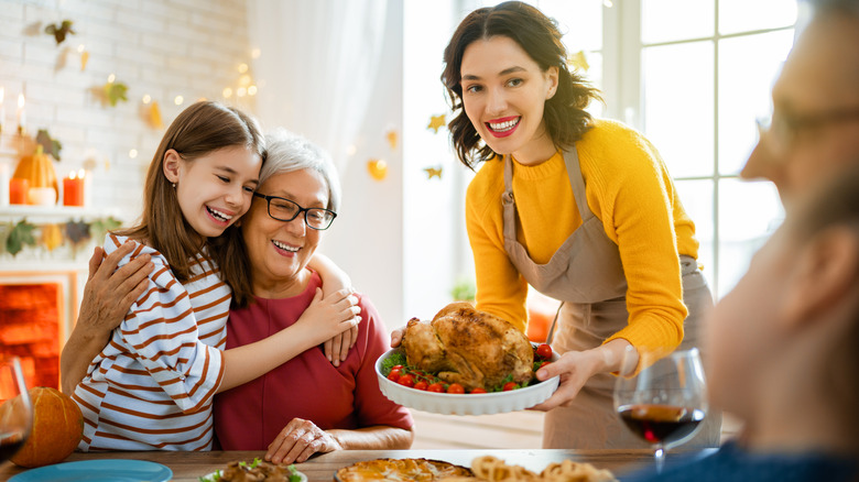 Family celebrating Thanksgiving